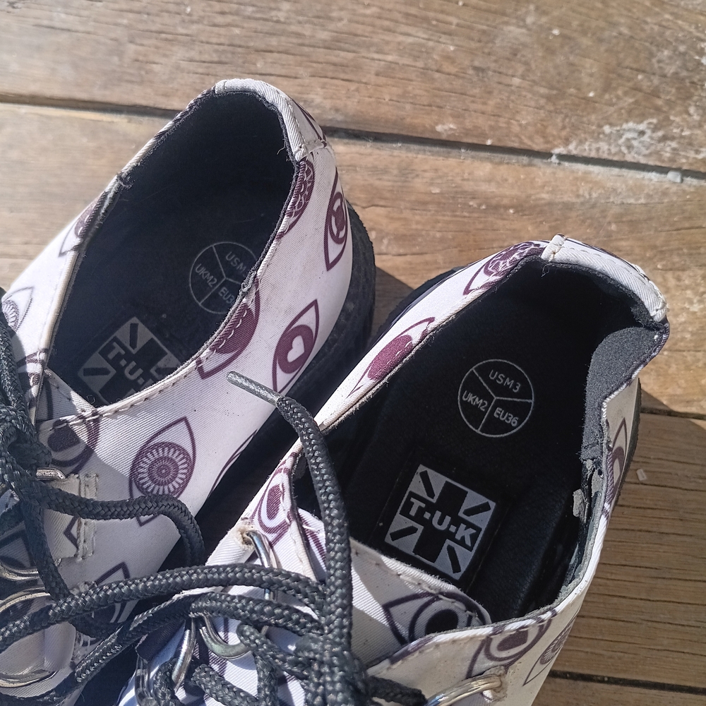 T.U.K Black and White Eye Print Platform Shoes - Picture 5 of 6